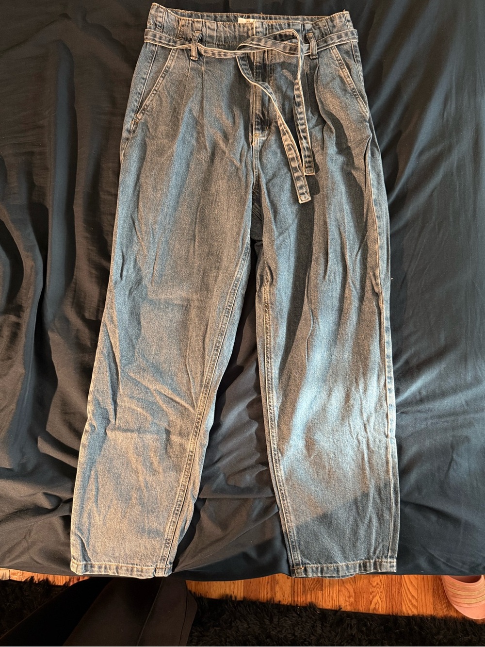 Dynamite Light Blue Relaxed Jeans with Waist Tie